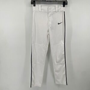 Nike Baseball Pants Boys M White Black Piping Dri-FIT AH6943-102 Kid Uniform NWT